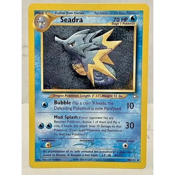 Seadra 48/111 Pokemon Card Unlimited Neo Genesis 2000 WOTC Vintage NM - Picture 1 of 6